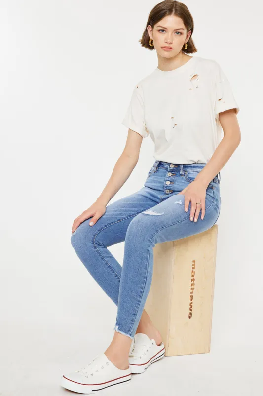 Cecilia High Rise Ankle Skinny made by Kan Can