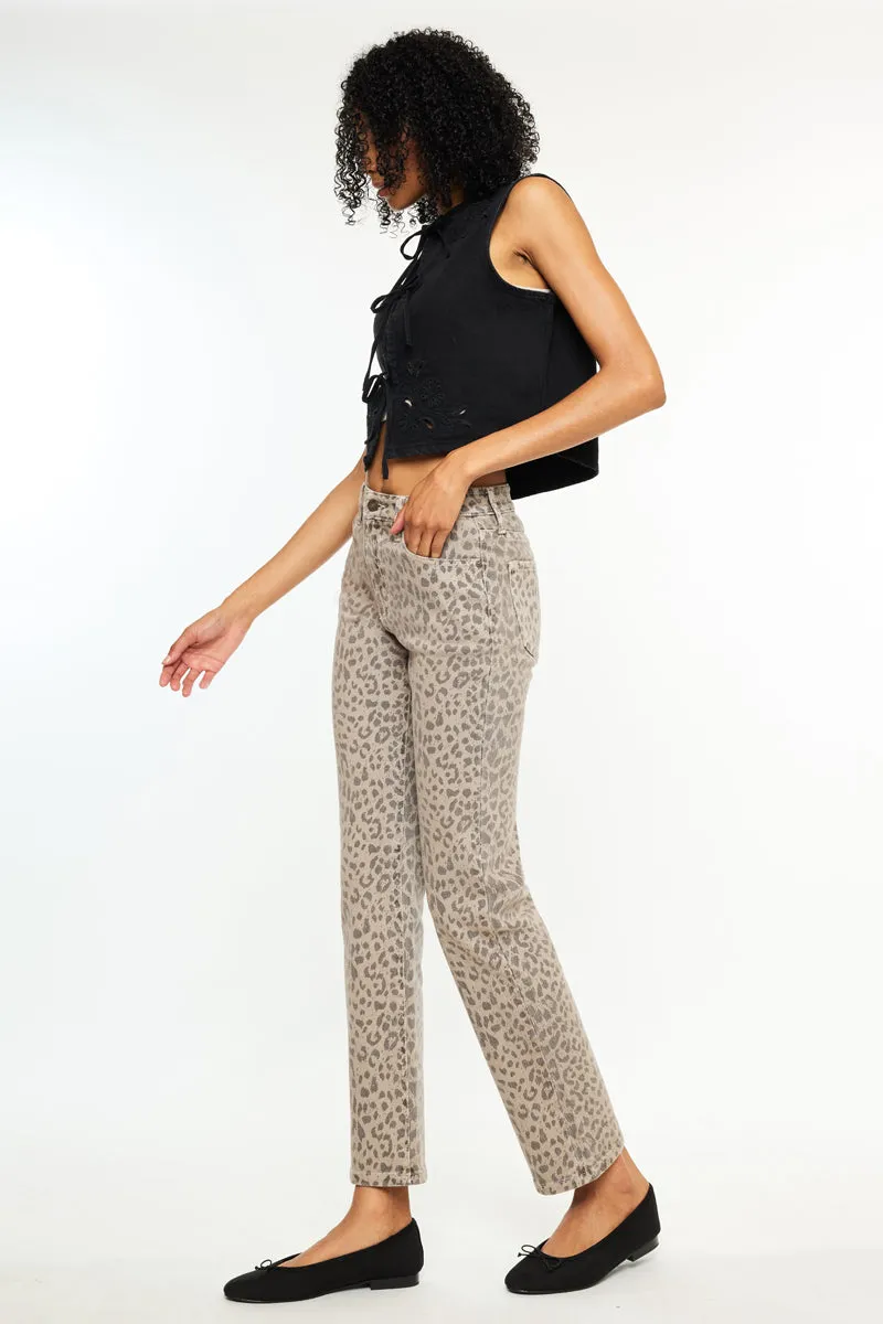Pheonix High Rise Leopard Straight Jeans sold by Kan Can product image thumbnail 5