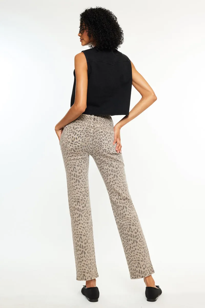 Pheonix High Rise Leopard Straight Jeans sold by Kan Can product image thumbnail 2