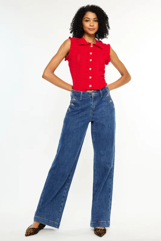 Sol High Rise Wide Leg Trousers sold by Kan Can