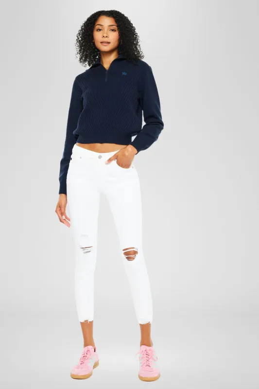 Electra White Mid Rise Ankle Skinny Jeans made by Kan Can