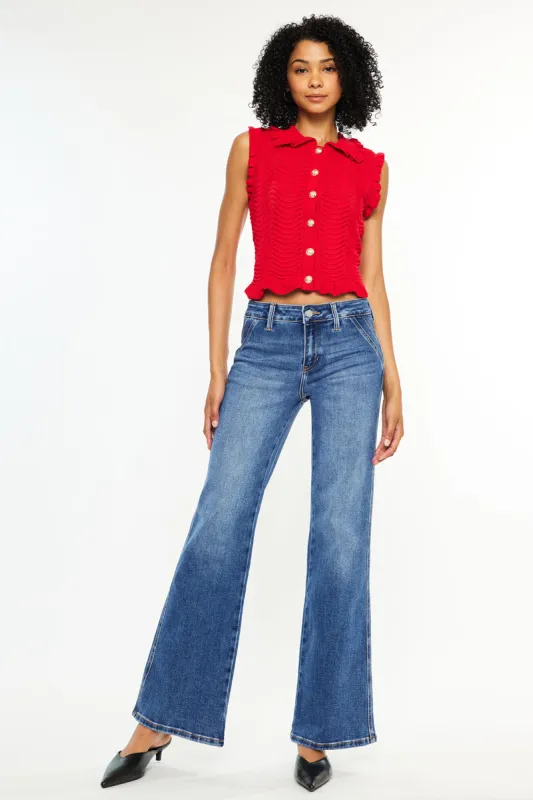 Ita Mid Rise Wide Flare Jeans (Petite) sold by Kan Can