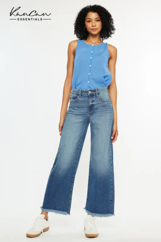 Aruli Essentials High Rise Cropped Wide Leg Jeans made by Kan Can