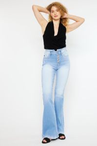 Blairen Ultra High Rise Flare Jeans- Curvy sold by Kan Can