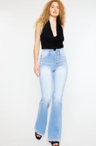 Blairen Ultra High Rise Flare Jeans- Curvy sold by Kan Can