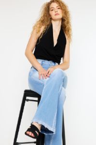 Blairen Ultra High Rise Flare Jeans- Curvy sold by Kan Can