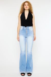 Blairen Ultra High Rise Flare Jeans- Curvy sold by Kan Can