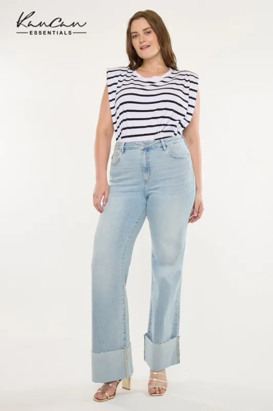 Franny Essentials High Rise Wide Flare Jeans (Plus) sold by Kan Can