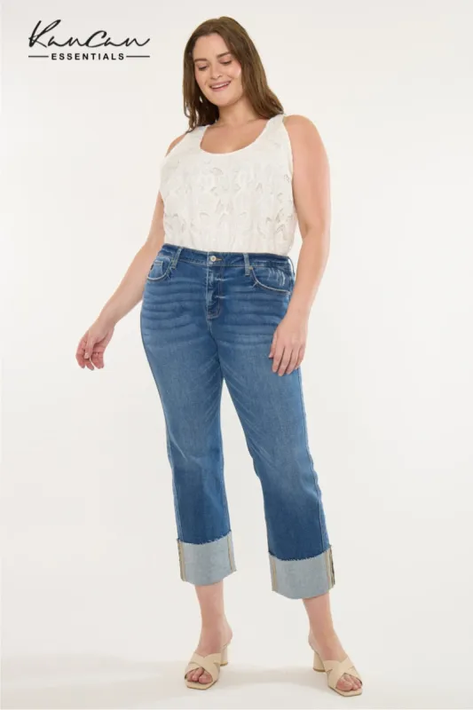 Gisela Mid Rise Crop Straight Jeans (Plus Size) made by Kan Can