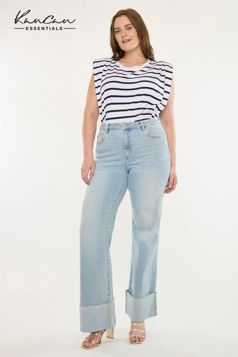 Franny Essentials High Rise Wide Flare Jeans (Plus Size) sold by Kan Can