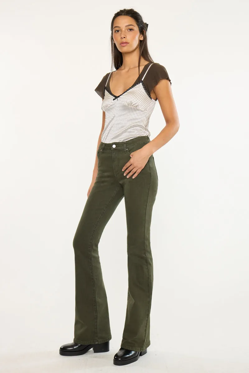Olive High Rise Flare Jeans sold by Kan Can product image thumbnail 5