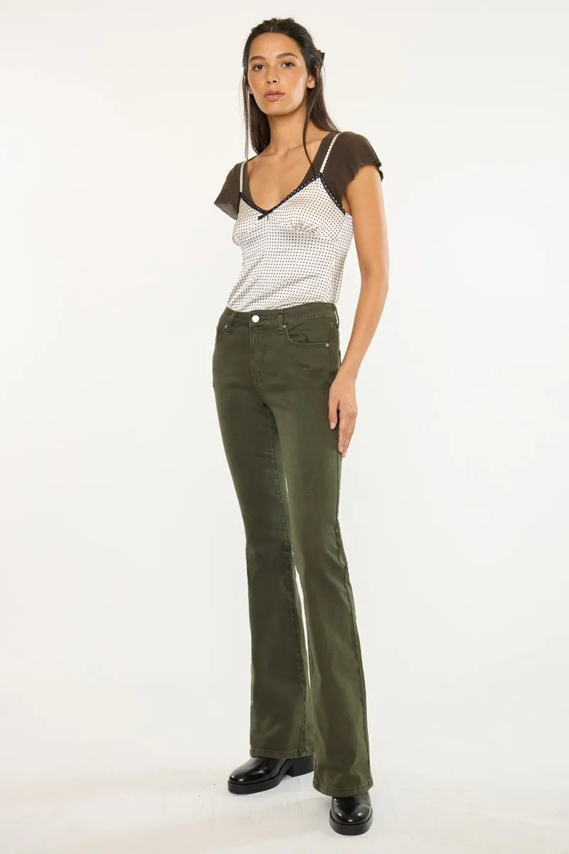 Olive High Rise Flare Jeans sold by Kan Can product image thumbnail 3