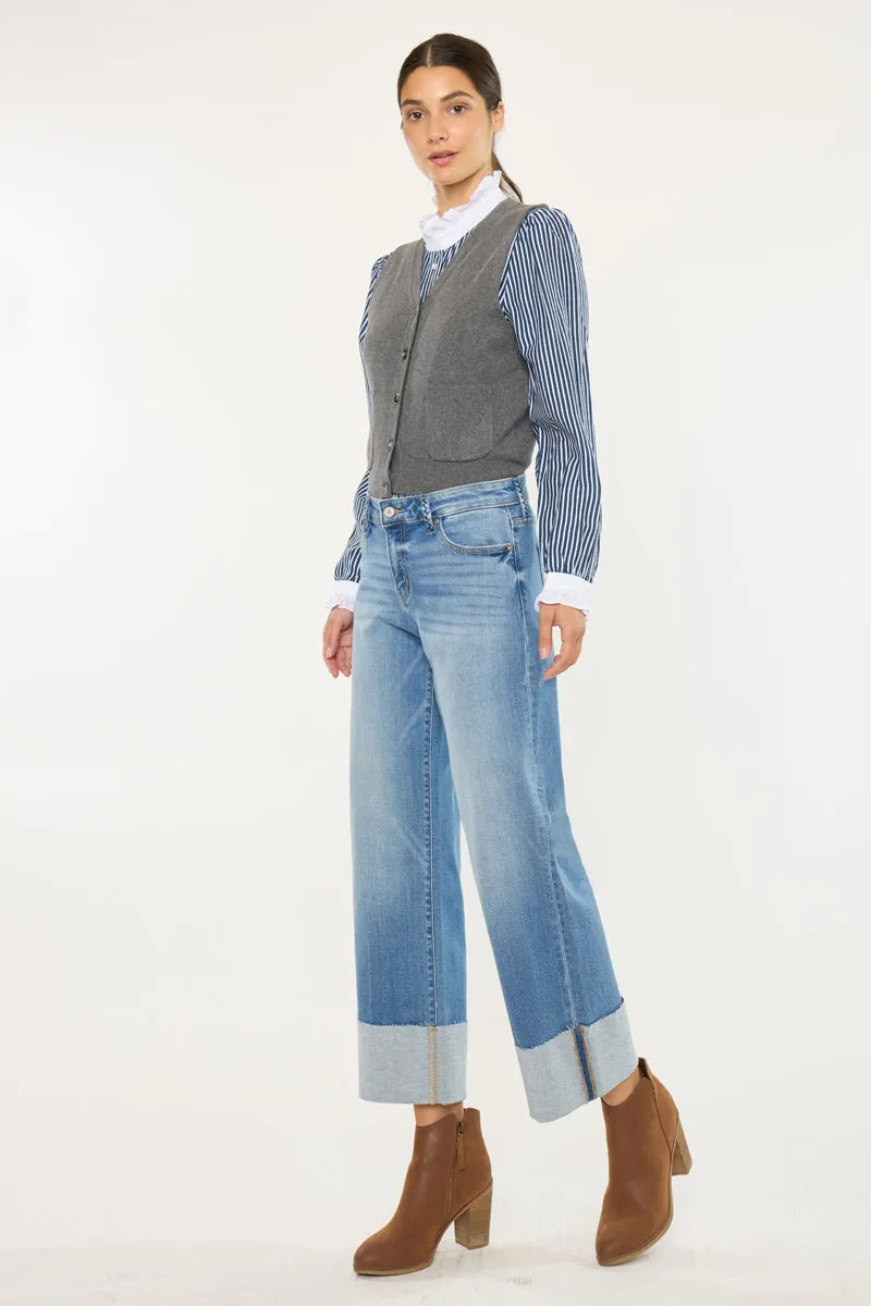 Kenny Mid Rise Crop Wide Leg Jeans sold by Kan Can product image thumbnail 5