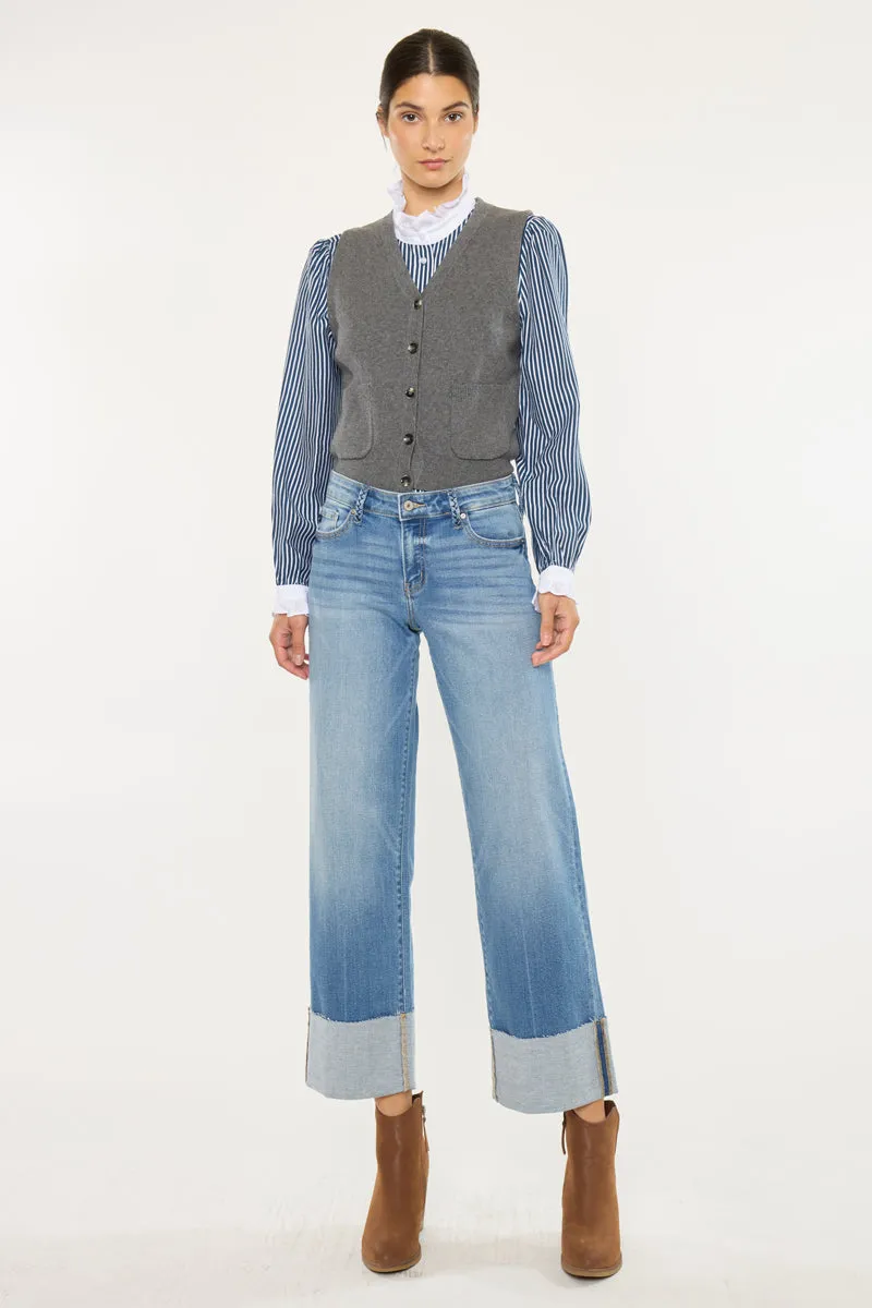 Kenny Mid Rise Crop Wide Leg Jeans sold by Kan Can product image thumbnail 3