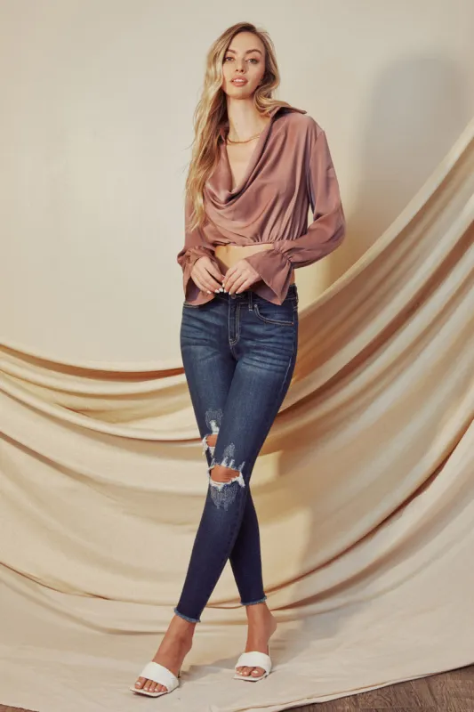 Cassandra Mid Rise Super Skinny Jeans sold by Kan Can