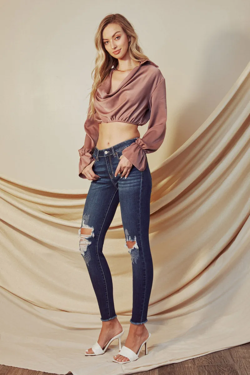 Cassandra Mid Rise Super Skinny Jeans sold by Kan Can product image thumbnail 4