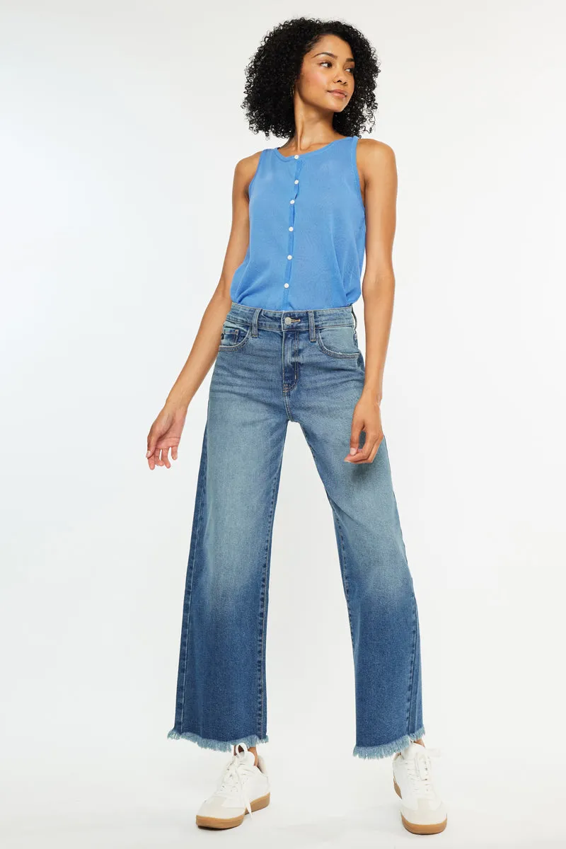 Aruli Essentials High Rise Crop Wide Leg Jeans sold by Kan Can product image thumbnail 4