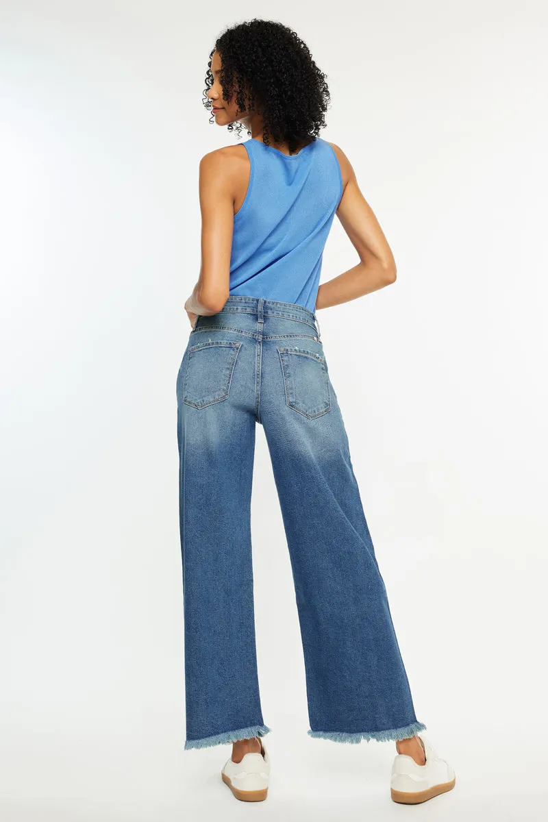 Aruli Essentials High Rise Crop Wide Leg Jeans sold by Kan Can product image thumbnail 2