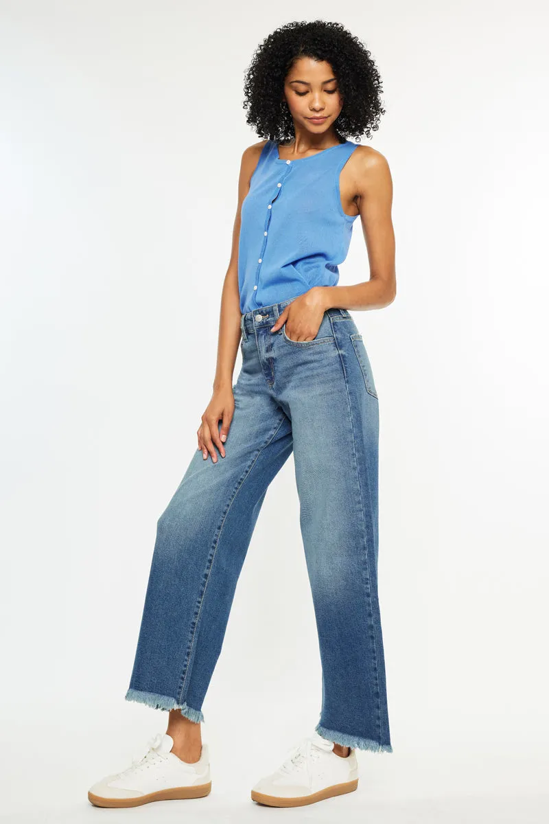 Aruli Essentials High Rise Crop Wide Leg Jeans sold by Kan Can product image thumbnail 5