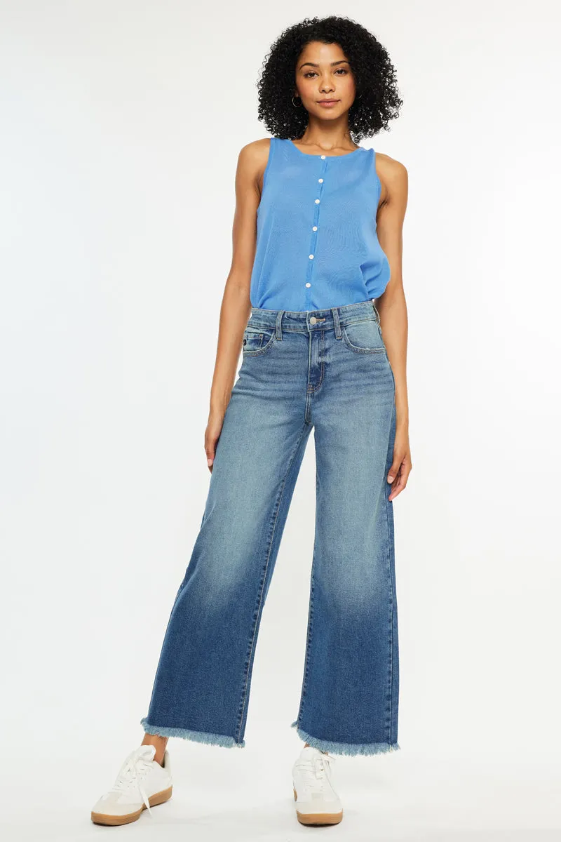 Aruli Essentials High Rise Crop Wide Leg Jeans sold by Kan Can product image thumbnail 3