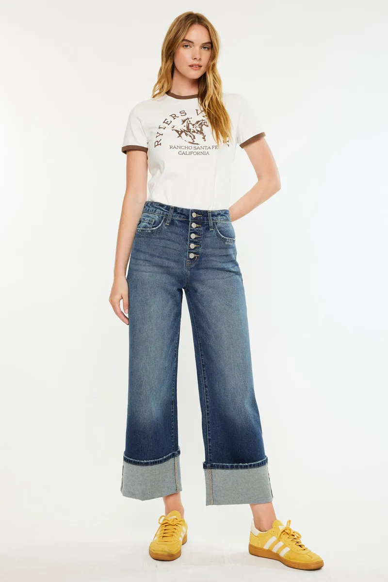 Collie Essentials Ultra High Rise Crop Wide Leg Jeans sold by Kan Can product image thumbnail 4