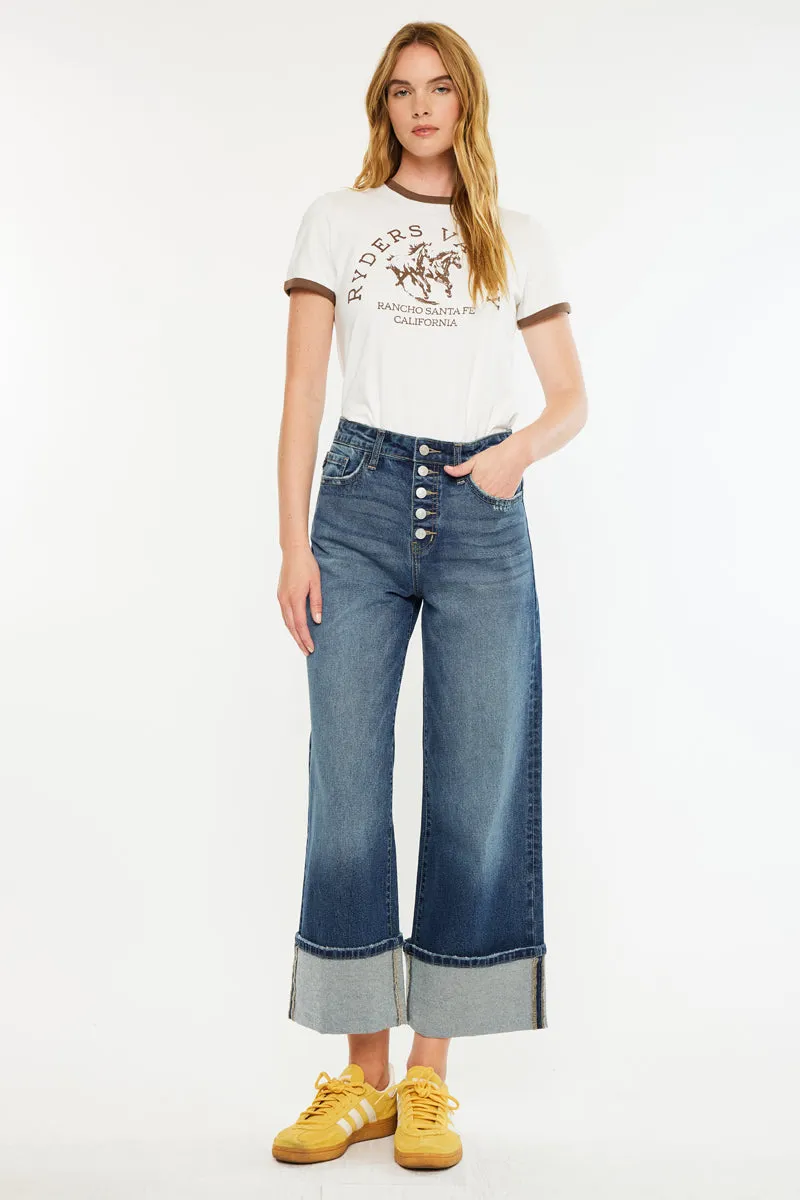 Collie Essentials Ultra High Rise Crop Wide Leg Jeans sold by Kan Can product image thumbnail 3