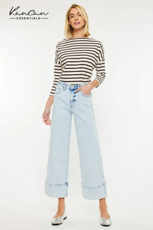 Kassie Essentials Crop Wide Leg Jeans sold by Kan Can