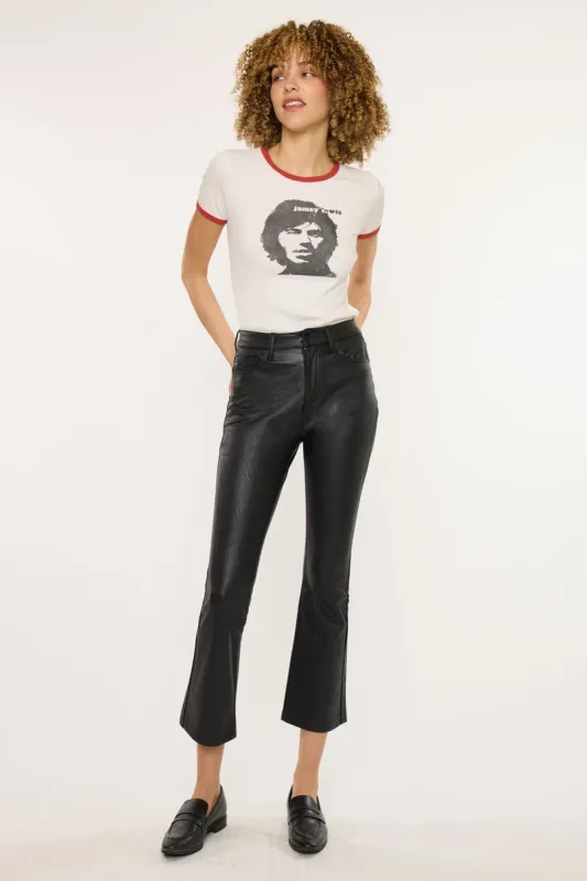 Darla High Rise Vegan Leather Kick Flare sold by Kan Can
