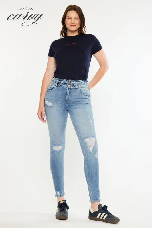 Simone Ultra High Rise Ankle Skinny - Curvy sold by Kan Can