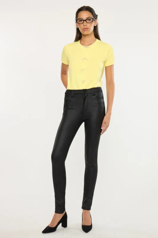 Carly Ultra High Rise Faux Leather Super Skinny made by Kan Can