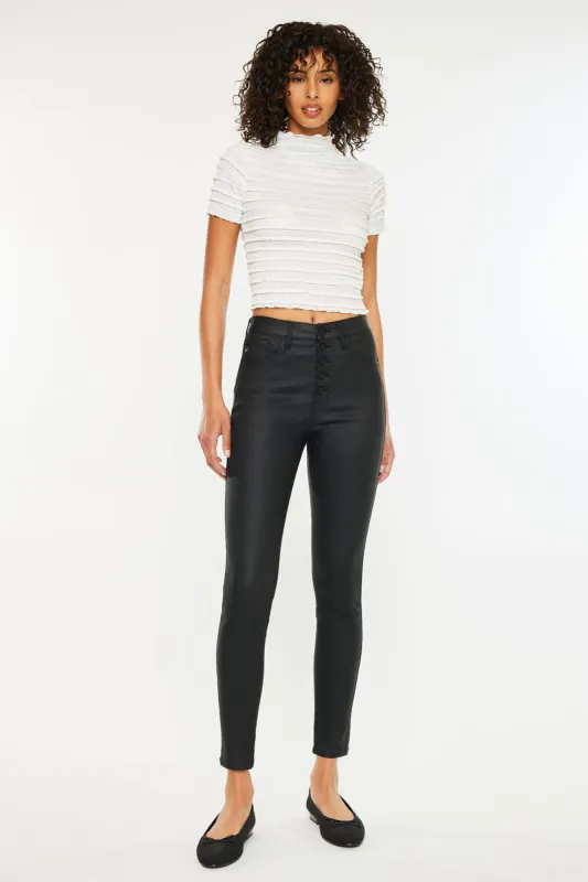 Autumn High Rise Faux Leather Ankle Skinny made by Kan Can