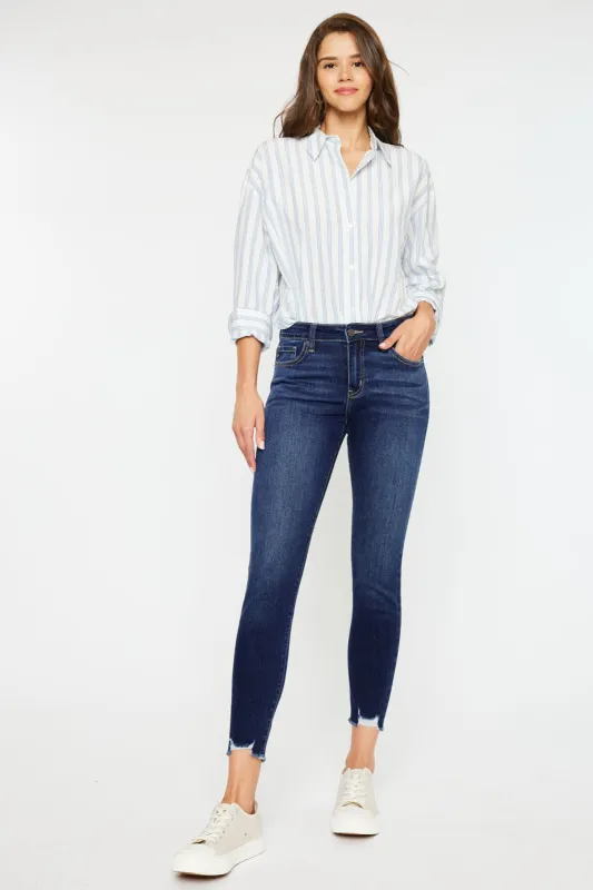 Willowbrook Essentials Mid Rise Ankle Skinny in Light & Medium Wash made by Kan Can