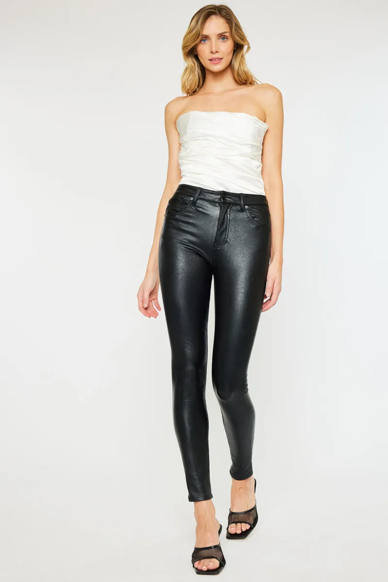 Cherry High Rise Faux Leather Super Skinny sold by Kan Can product image thumbnail 4