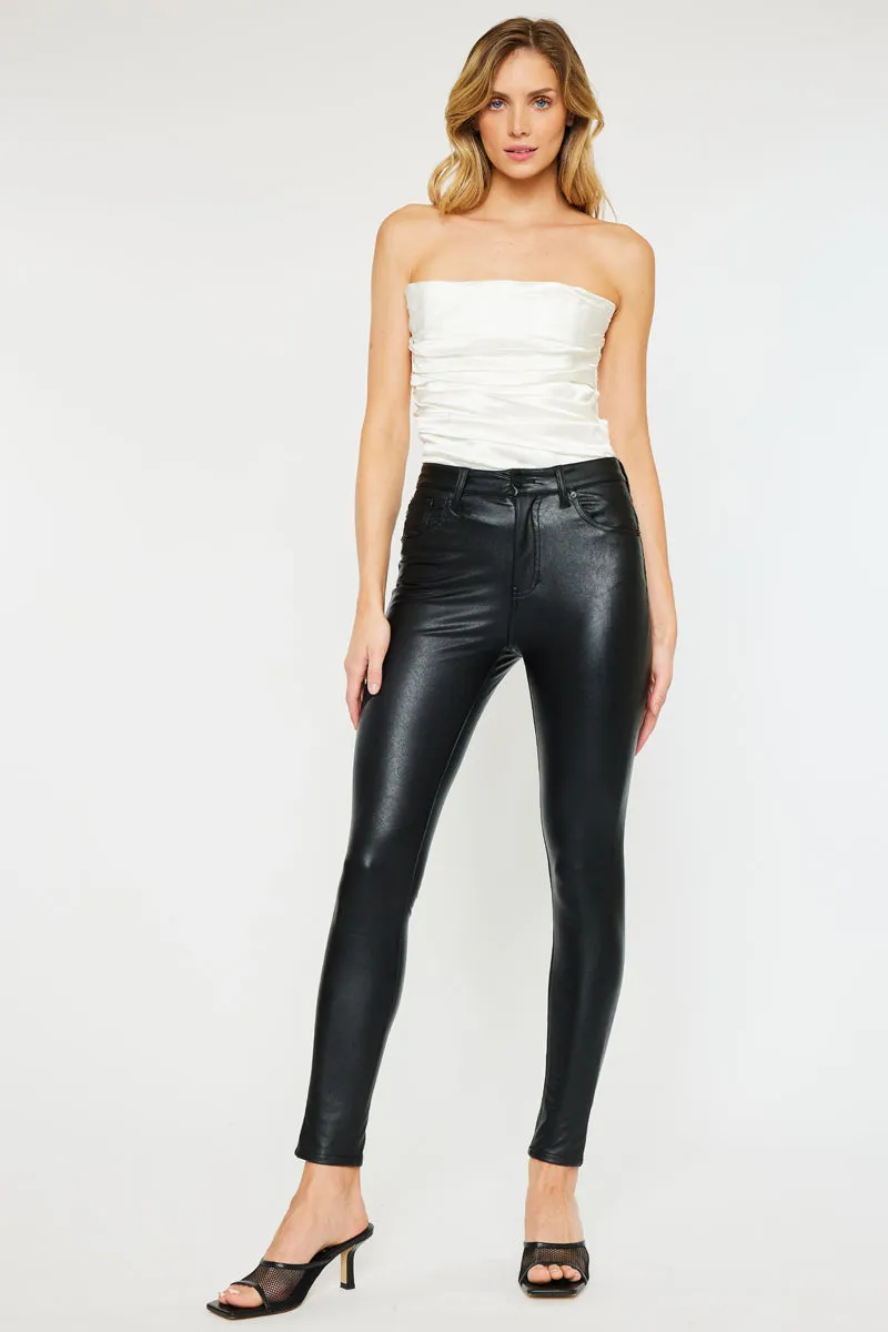 Cherry High Rise Faux Leather Super Skinny sold by Kan Can product image thumbnail 3