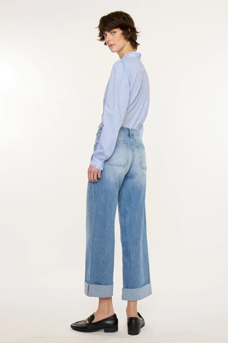 Angie Mid Rise Crop Wide Jeans – Stretch Medium Wash Denim sold by Kan Can product image thumbnail 2
