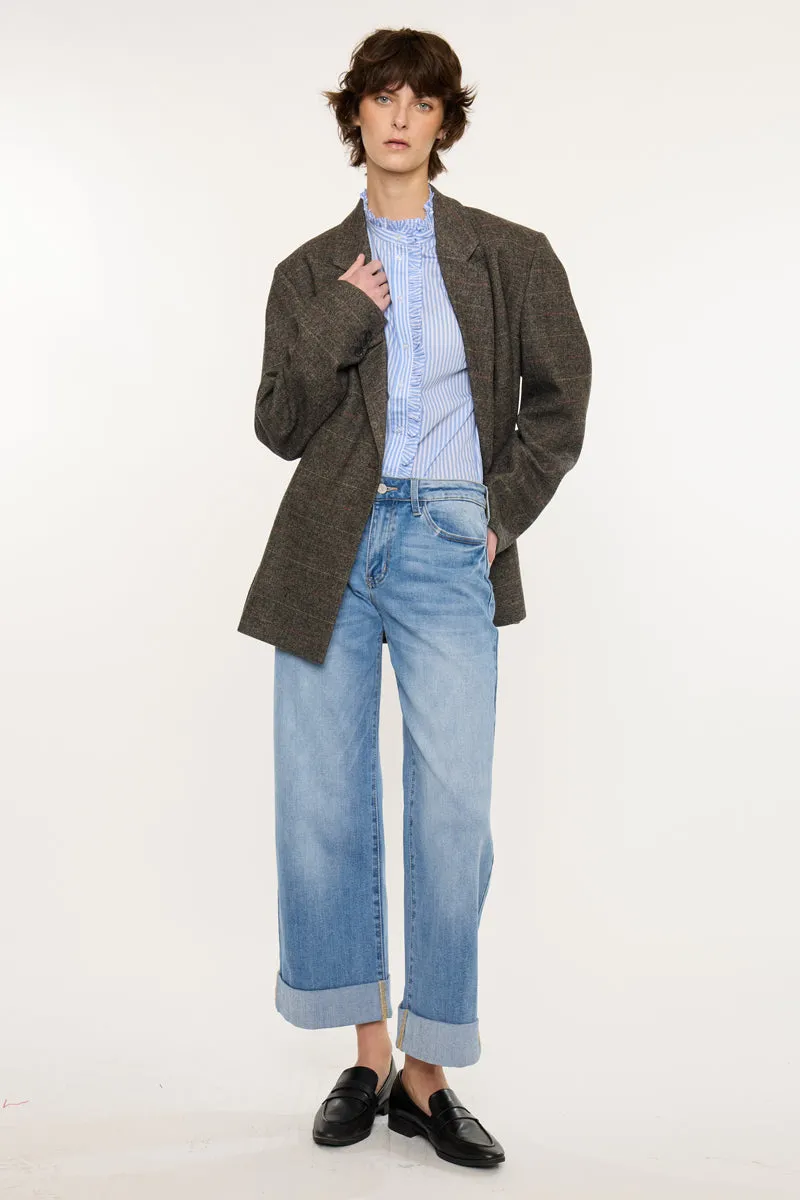 Angie Mid Rise Crop Wide Jeans – Stretch Medium Wash Denim sold by Kan Can product image thumbnail 3