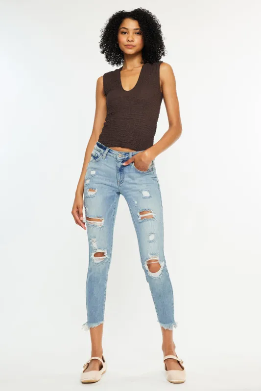 Janine Mid Rise Cropped Skinny sold by Kan Can