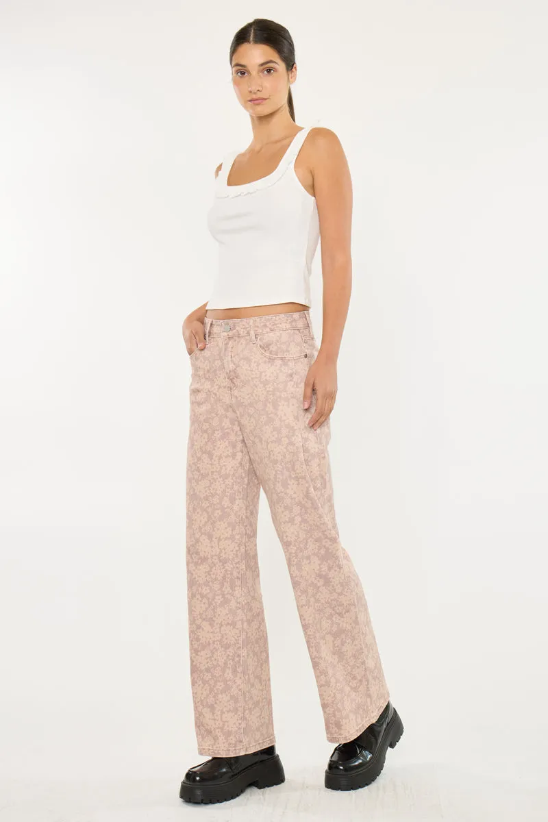 Roselynn High Rise Wide Jean - Comfort Stretch - Dusty Rose sold by Kan Can product image thumbnail 4