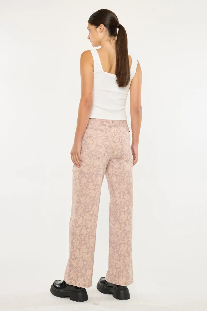 Roselynn High Rise Wide Jean - Comfort Stretch - Dusty Rose sold by Kan Can product image thumbnail 2