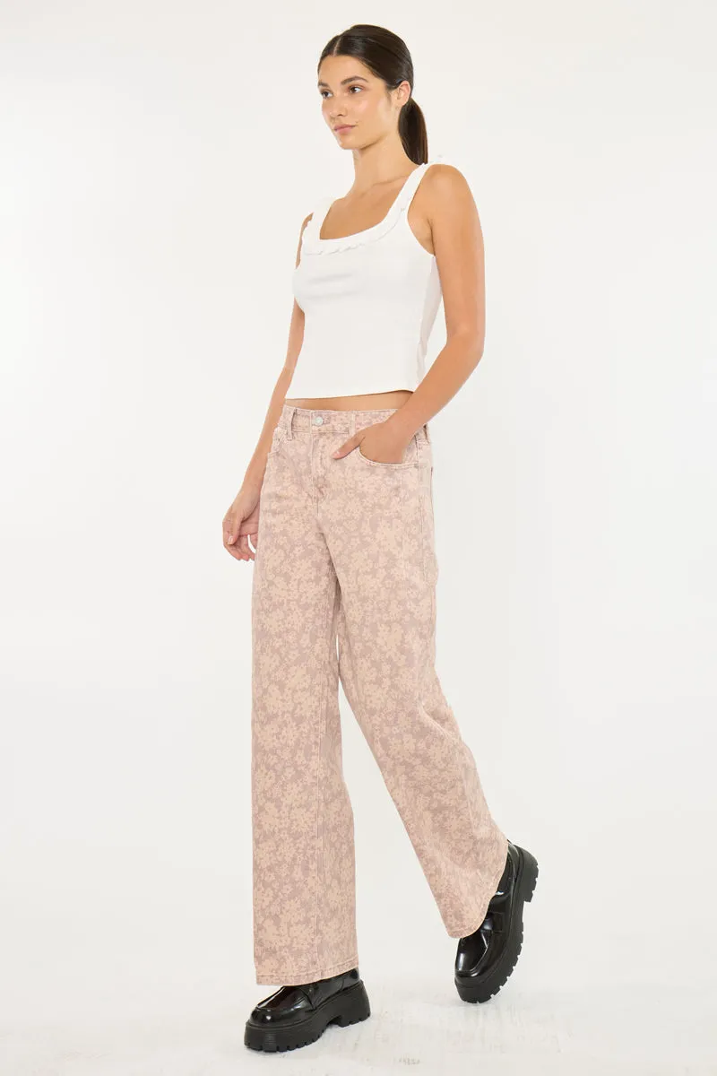 Roselynn High Rise Wide Jean - Comfort Stretch - Dusty Rose sold by Kan Can product image thumbnail 5