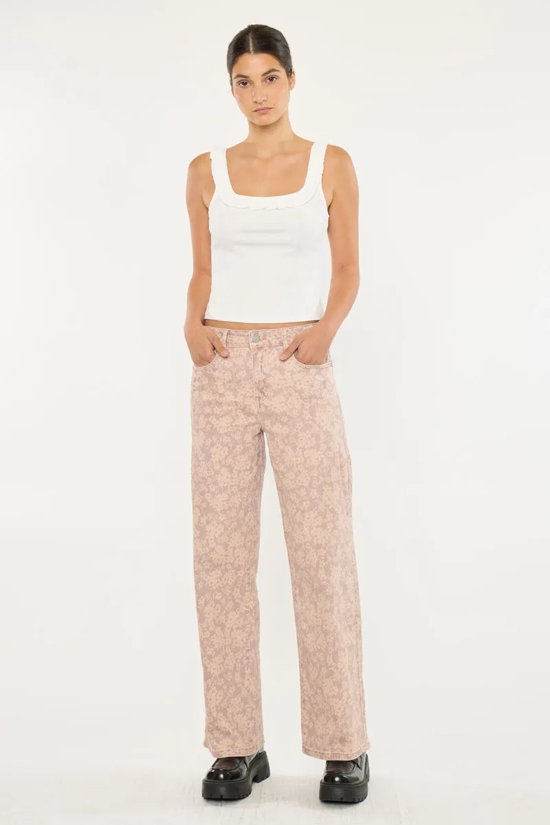 Roselynn High Rise Wide Jean - Comfort Stretch - Dusty Rose sold by Kan Can product image thumbnail 3