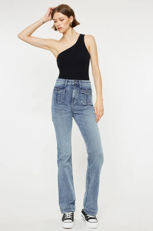 Carrie High Rise Bootcut – Vintage Wash Comfort Stretch Jeans made by Kan Can