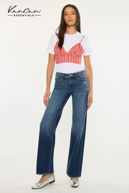 Gemma Essentials Mid Rise Wide Jeans – Dark Wash Stretch made by Kan Can