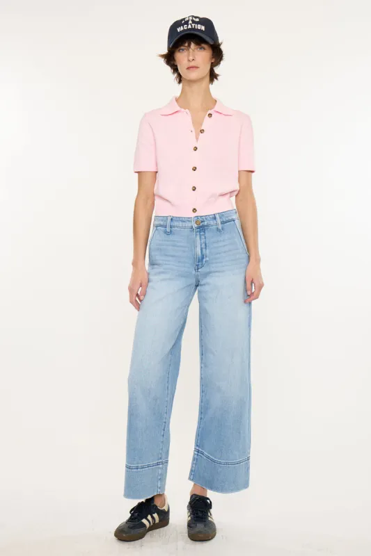 Darla High Rise Crop Wide Jeans – Comfort Stretch Denim made by Kan Can