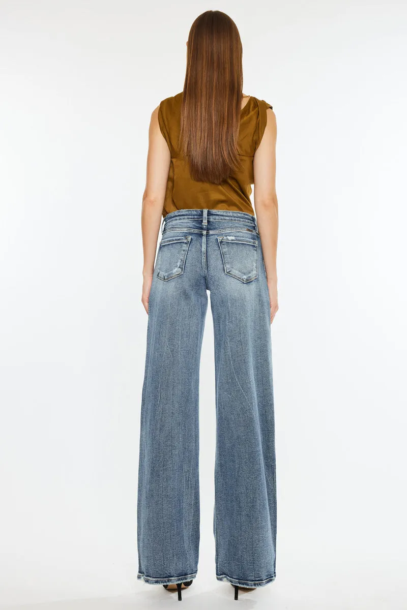 Venice Mid Rise Wide Jeans with Stretch & Dark Wash sold by Kan Can product image thumbnail 4