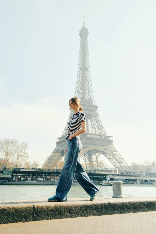 Venice Mid Rise Wide Jeans with Stretch & Dark Wash made by Kan Can