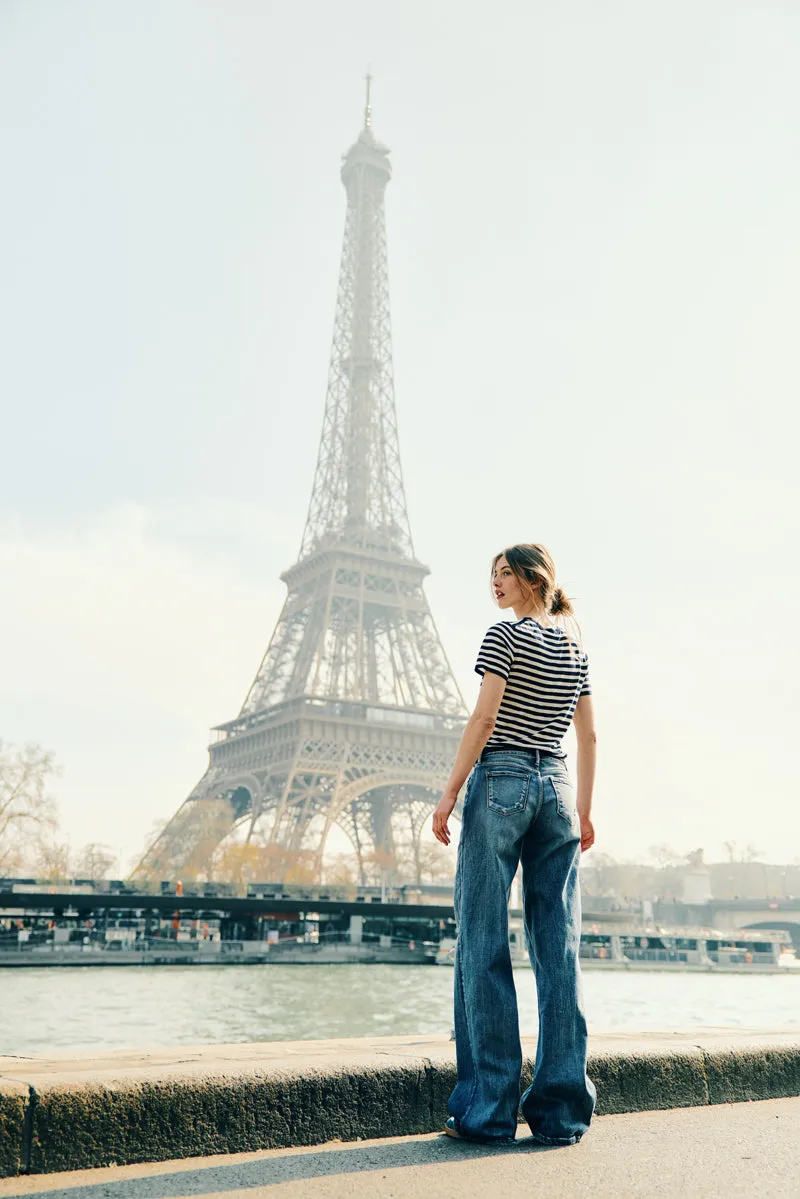 Venice Mid Rise Wide Jeans with Stretch & Dark Wash sold by Kan Can product image thumbnail 2