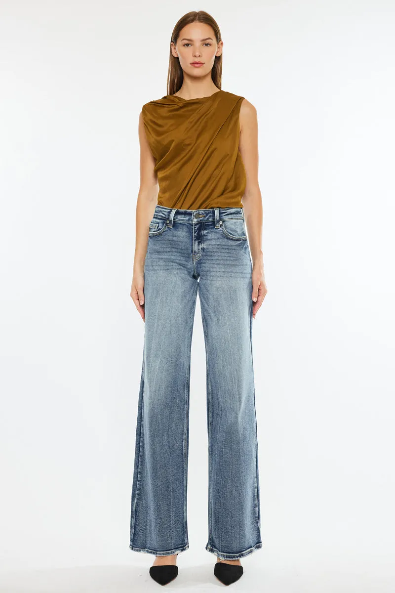 Venice Mid Rise Wide Jeans with Stretch & Dark Wash sold by Kan Can product image thumbnail 5