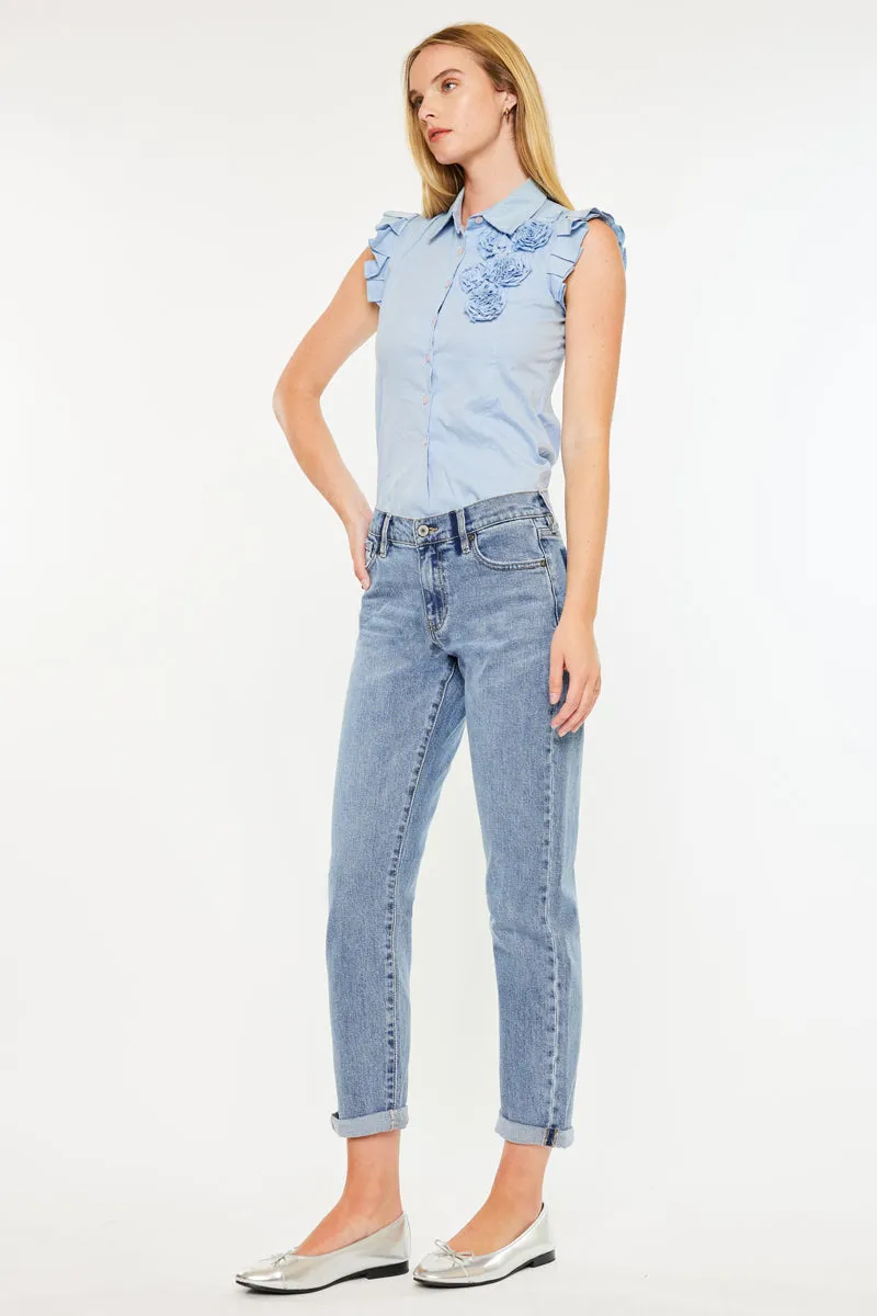 Lindsey Mid Rise Slim Boyfriend Jeans – Stretch Medium Wash sold by Kan Can product image thumbnail 5