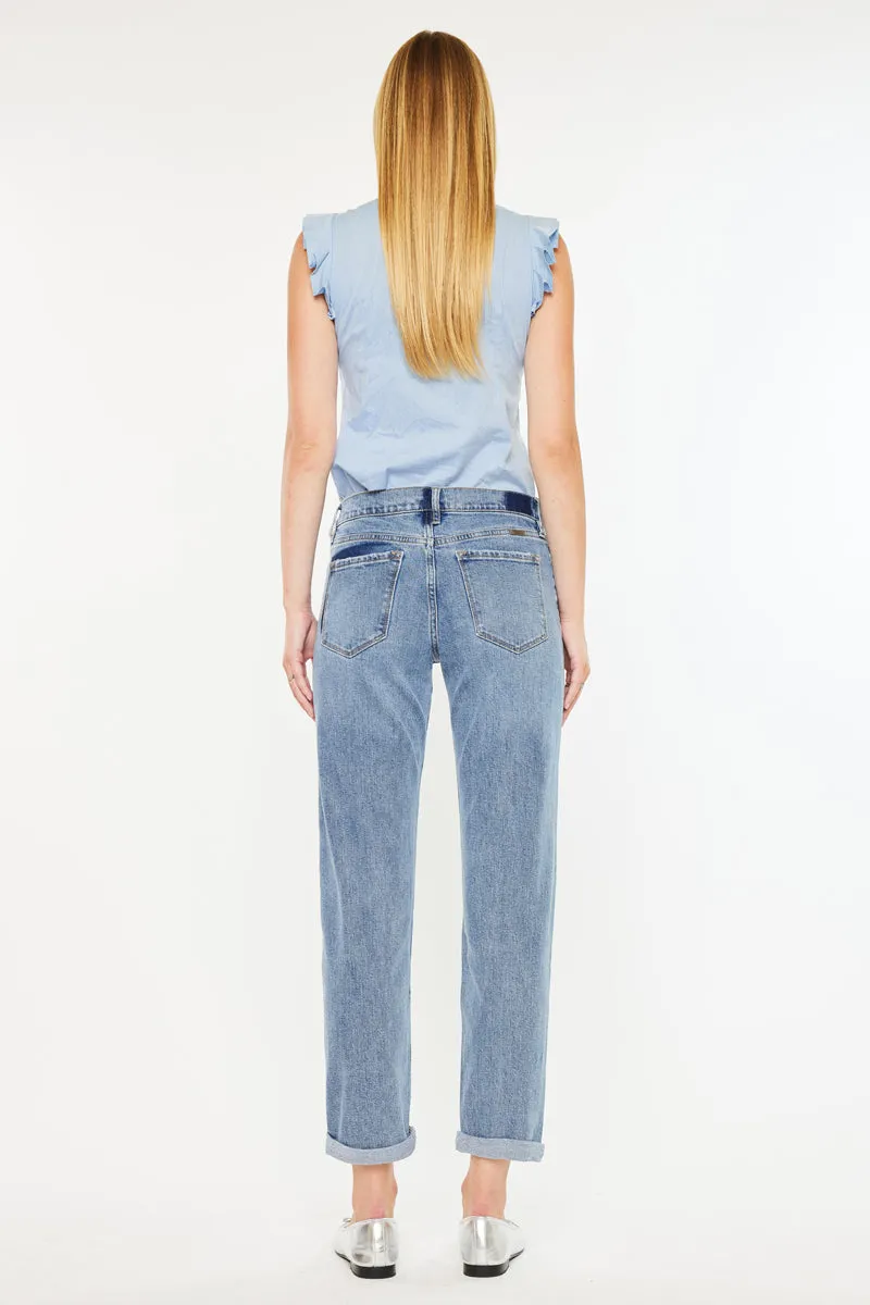 Lindsey Mid Rise Slim Boyfriend Jeans – Stretch Medium Wash sold by Kan Can product image thumbnail 2